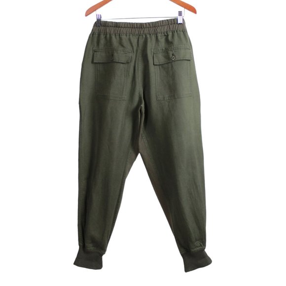 Roots Olive Green Linen Cotton Blend Joggers - Picture 4 of 16